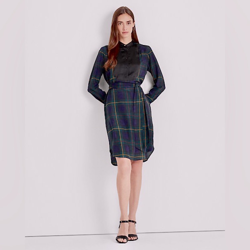 Ralph Lauren - Lauren Plaid Crepe Belted Shirtdress